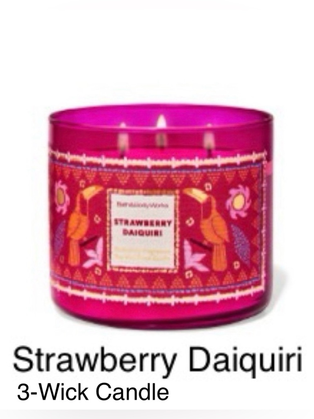 NIB Bath & Body Works “Strawberry Daiquiri” 3-Wick Candle Decorative Metal Lid